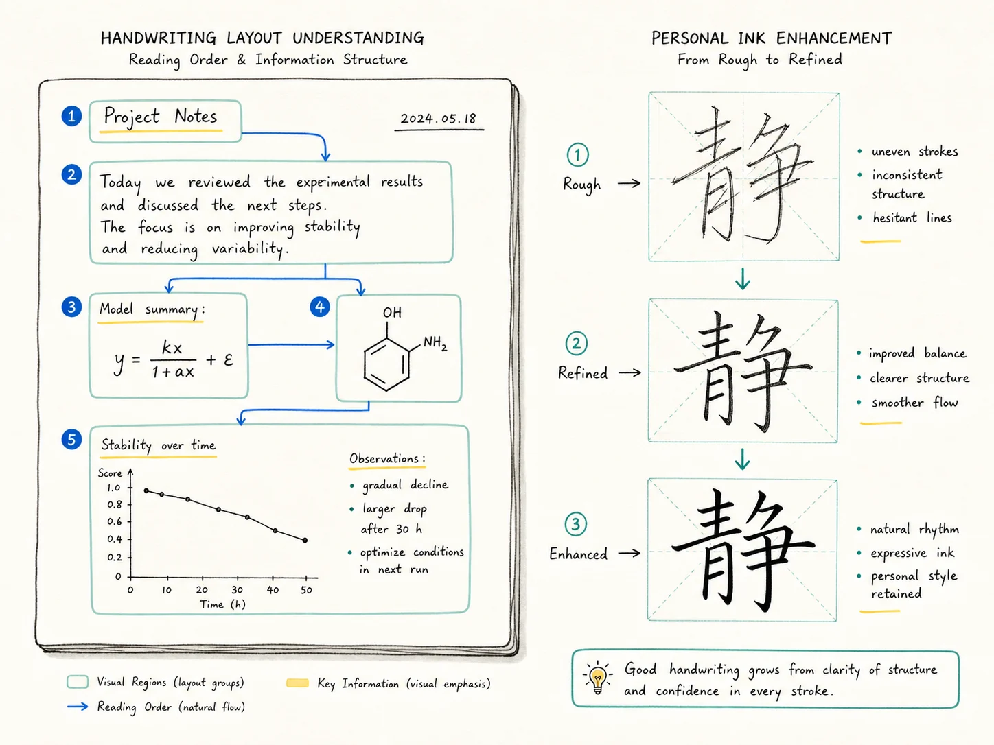 整页布局分析和个人笔迹效果